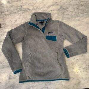 Patagonia Teal and Gray Snap-T Fleece